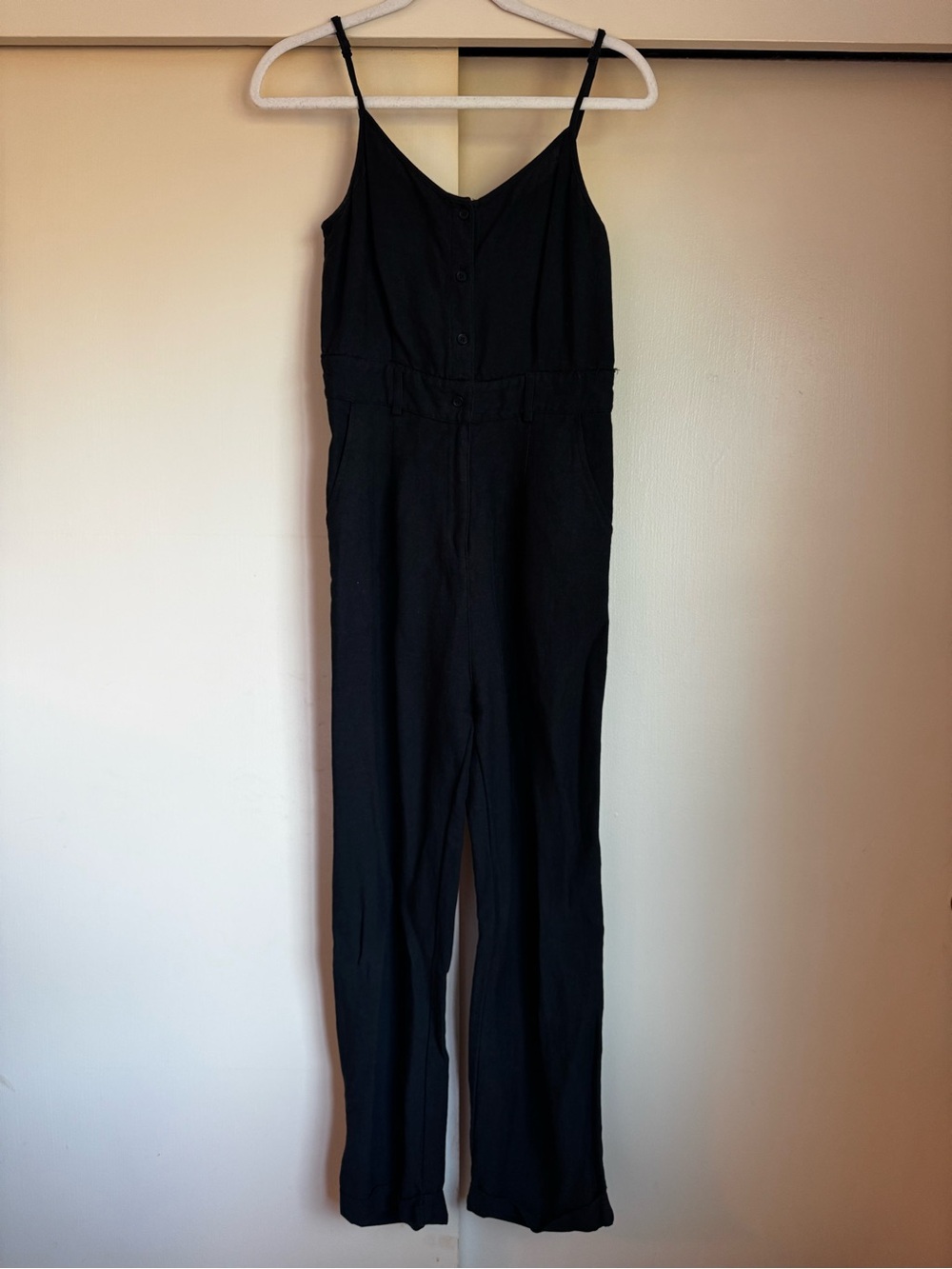 Women's Black Sleeveless Jumpsuit - Classic V-Neck